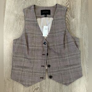 Banana Republic Brown and White Plaid Vest